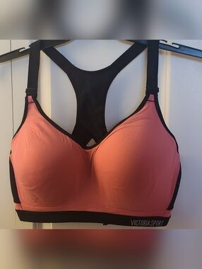 Victoria's Secret Pink and Black Racerback Sports Bra- Size 38DDD